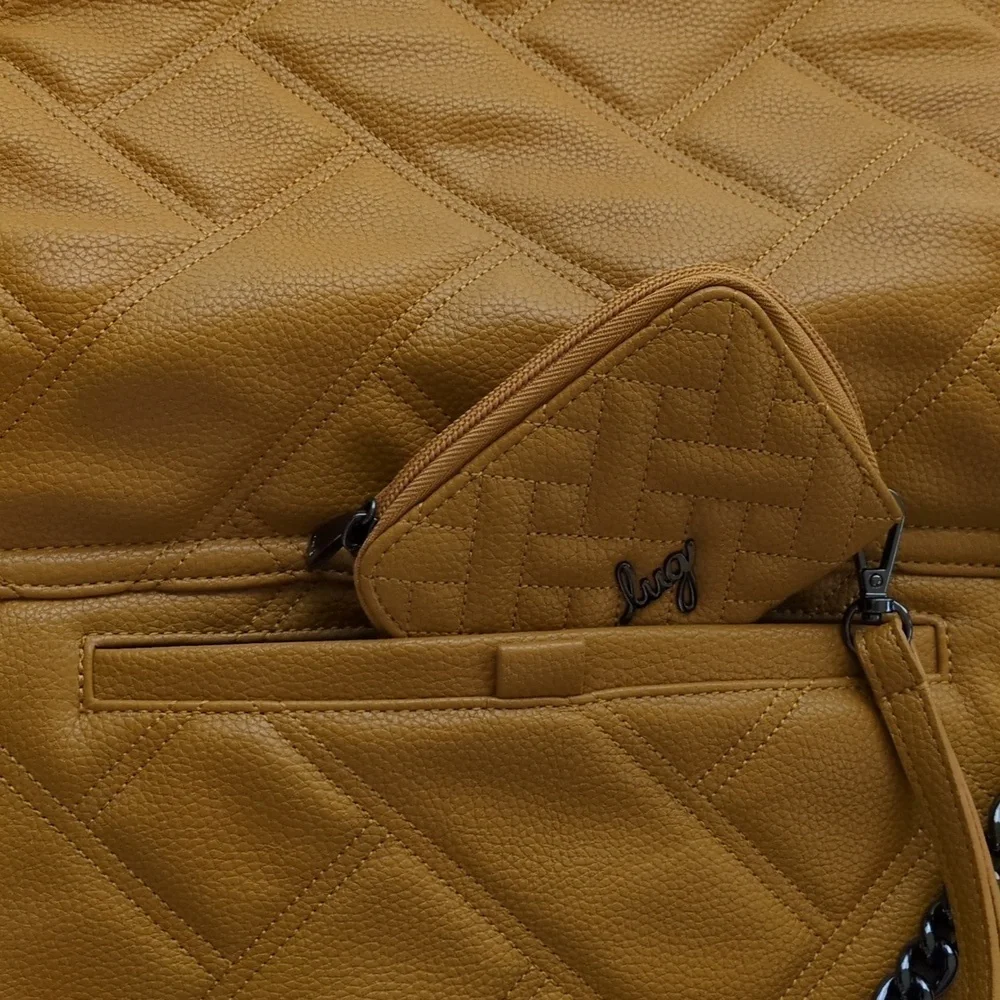 Lug Mustard Quilted Bag with Gunmetal Chain Strap And RFID Card Purse NWOT - Picture 5 of 10